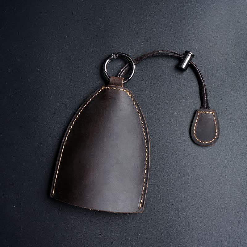 Borsa portaoggetti in vera pelle con portachiavi estraibile - Caffè - image 14