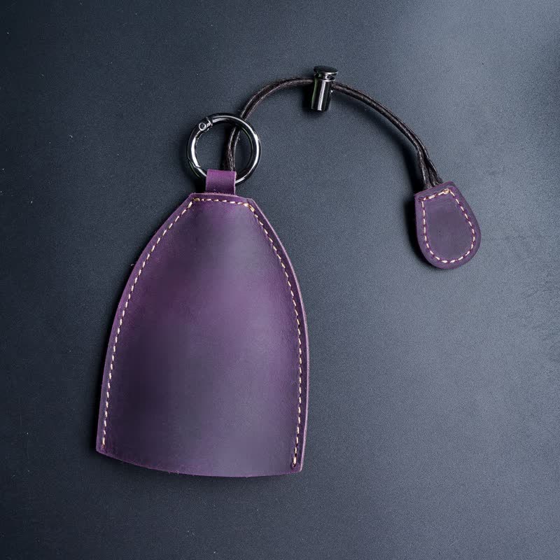 Borsa portaoggetti in vera pelle con portachiavi estraibile - Viola - image 17