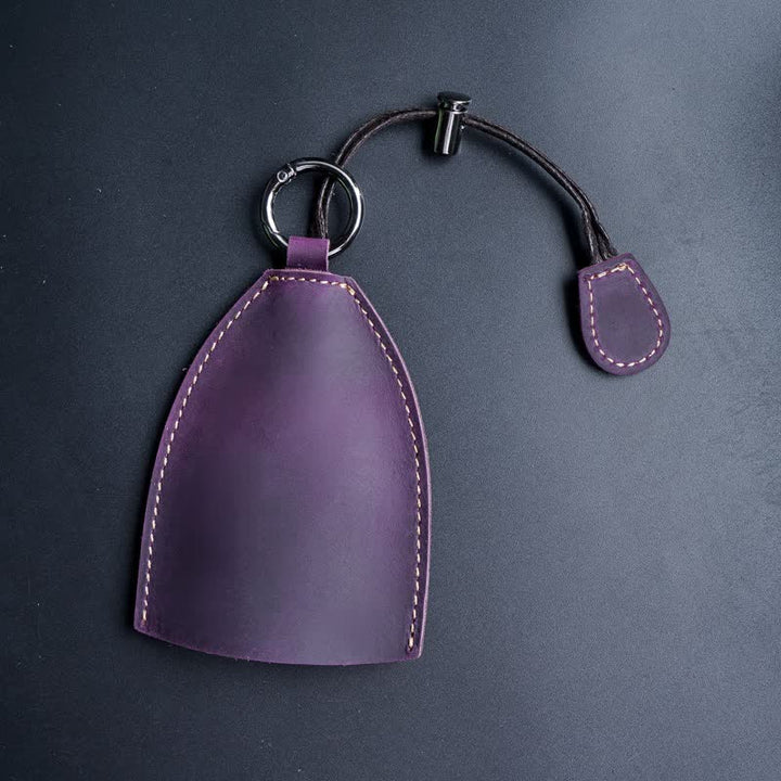 Borsa portaoggetti in vera pelle con portachiavi estraibile - Viola - image 17