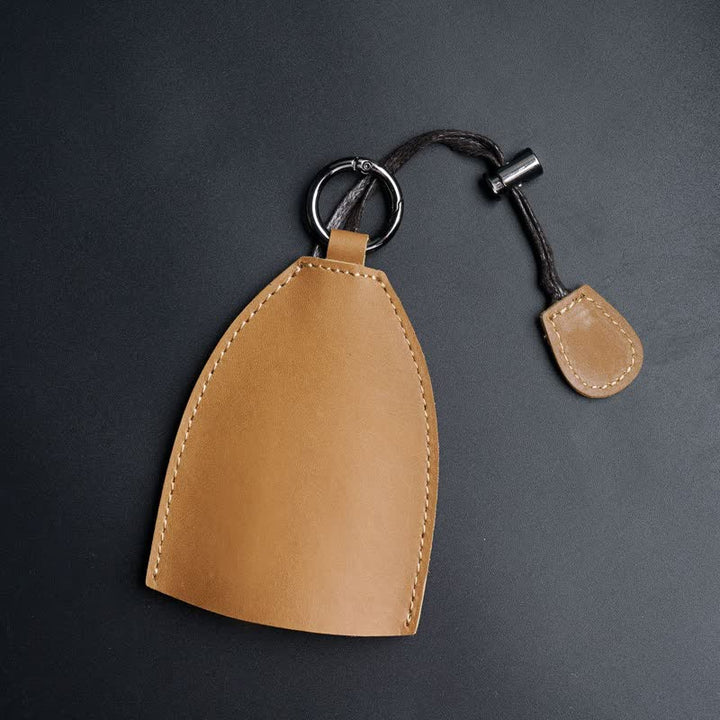Borsa portaoggetti in vera pelle con portachiavi estraibile - Cachi scuro - image 10