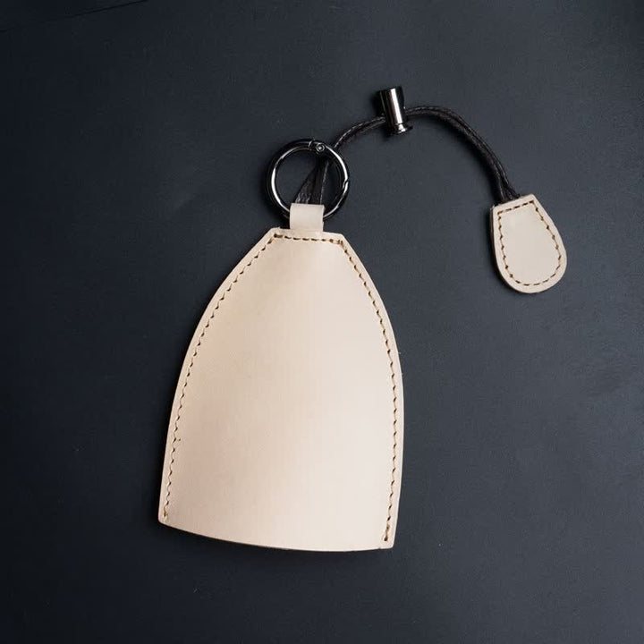 Borsa portaoggetti in vera pelle con portachiavi estraibile - Bianco antico - image 7