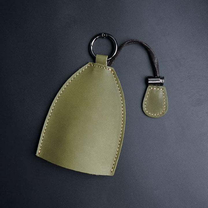 Borsa portaoggetti in vera pelle con portachiavi estraibile - Verde oliva - image 9