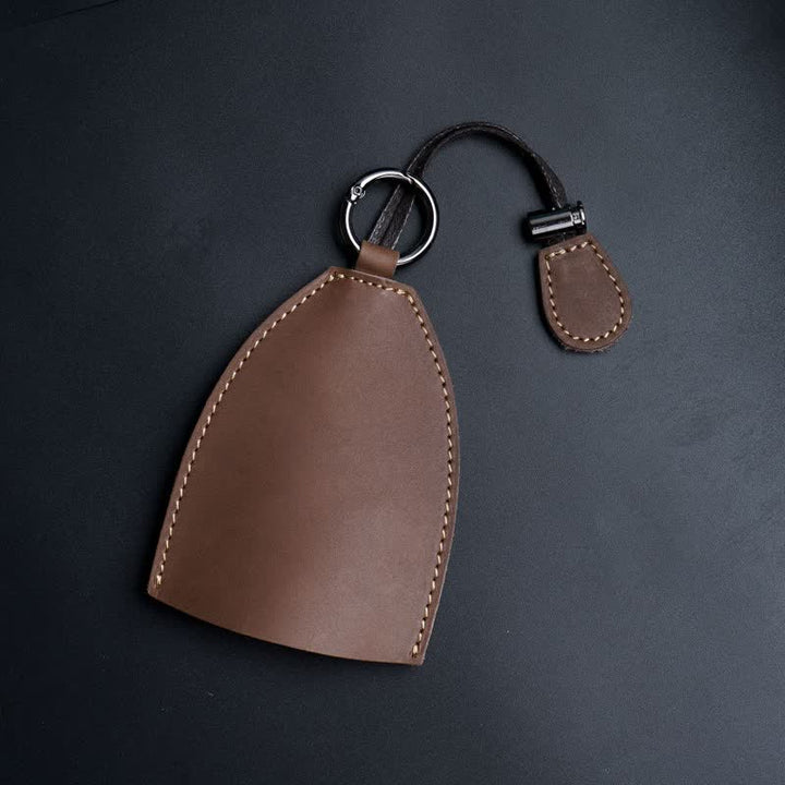Borsa portaoggetti in vera pelle con portachiavi estraibile - Cioccolato - image 2