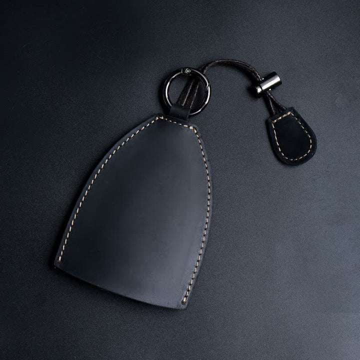 Borsa portaoggetti in vera pelle con portachiavi estraibile - Nero - image 11