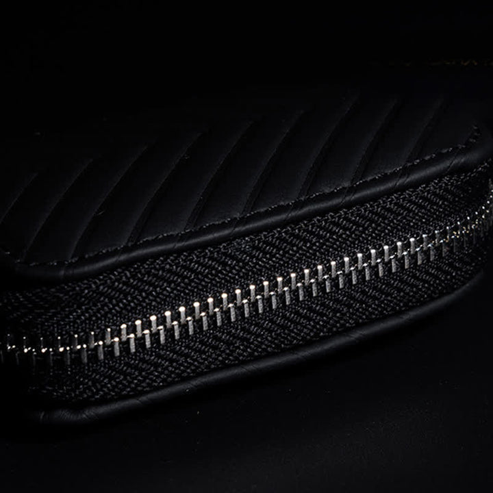 Custodia per chiavi auto in pelle con motivo a V e cerniera multifunzionale - image 6