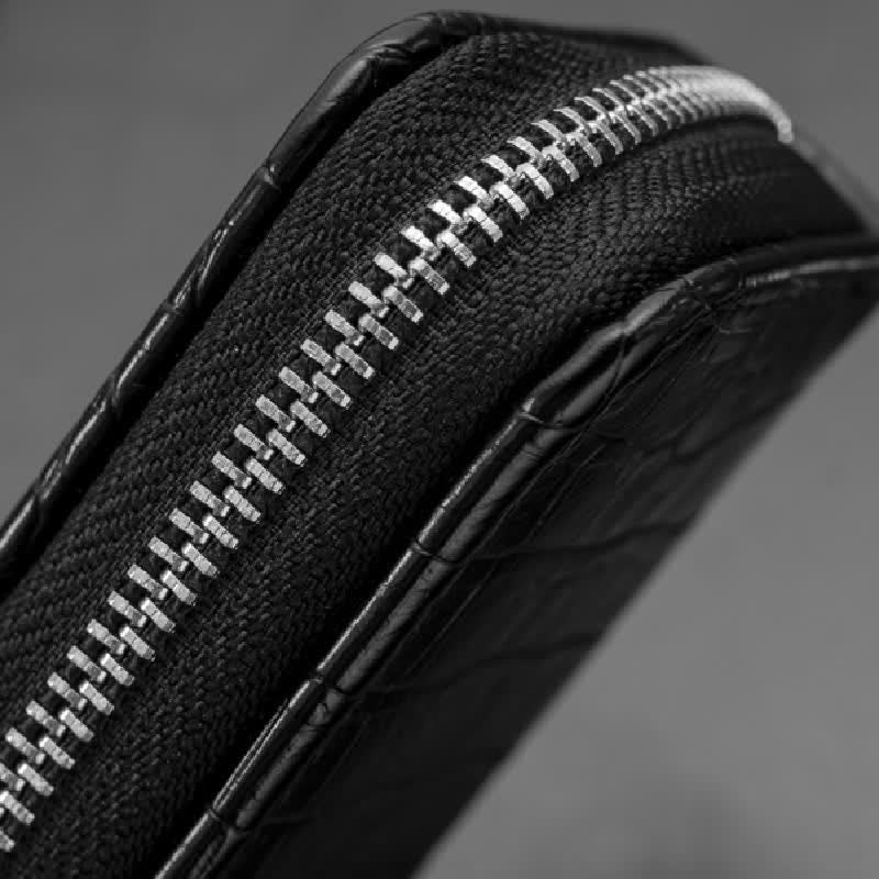 Custodia per chiavi in pelle con cerniera e motivo alligatore - image 2