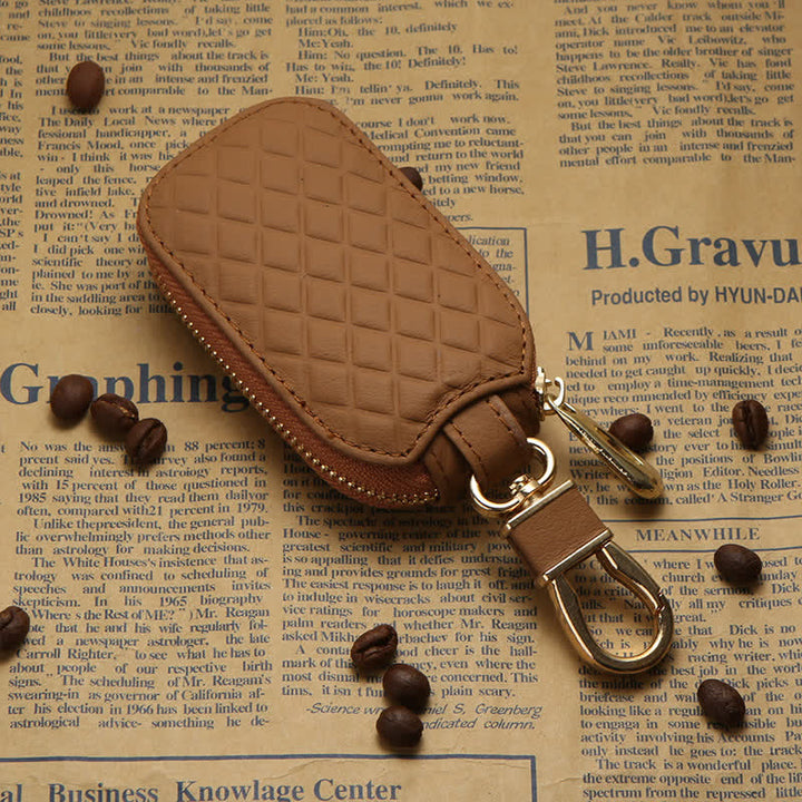 Portachiavi in pelle con gancio per cerniera universale - Marrone - image 10