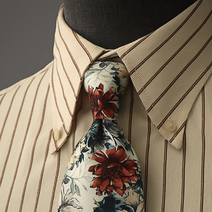 Cravatta da uomo con motivo Nostalgic Blossoms Art Peony - Bianco e rosso - image 0