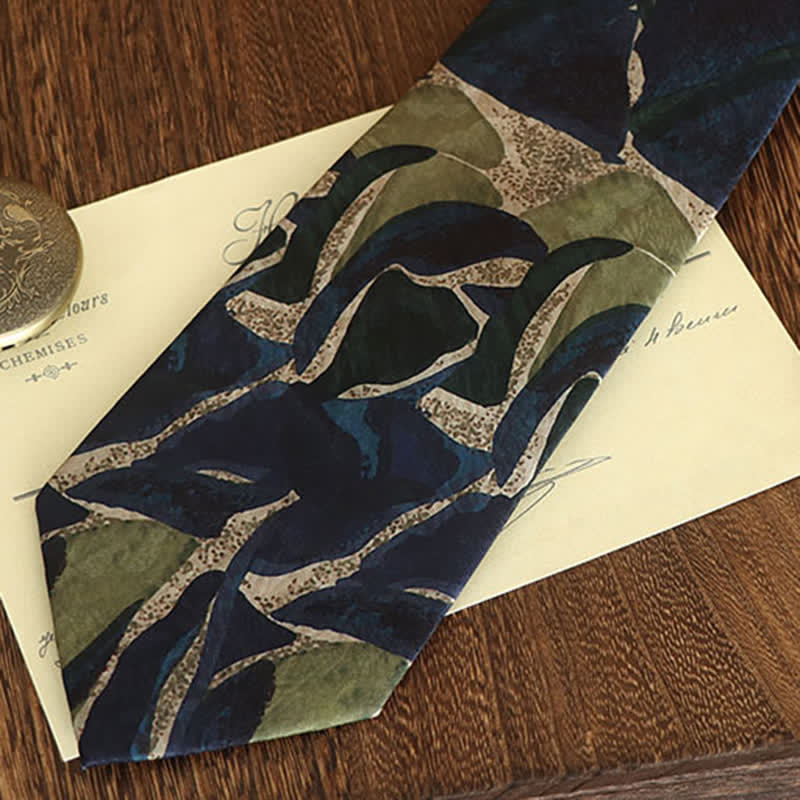 Cravatta da uomo con motivo a personalità, colore verde navy, novità