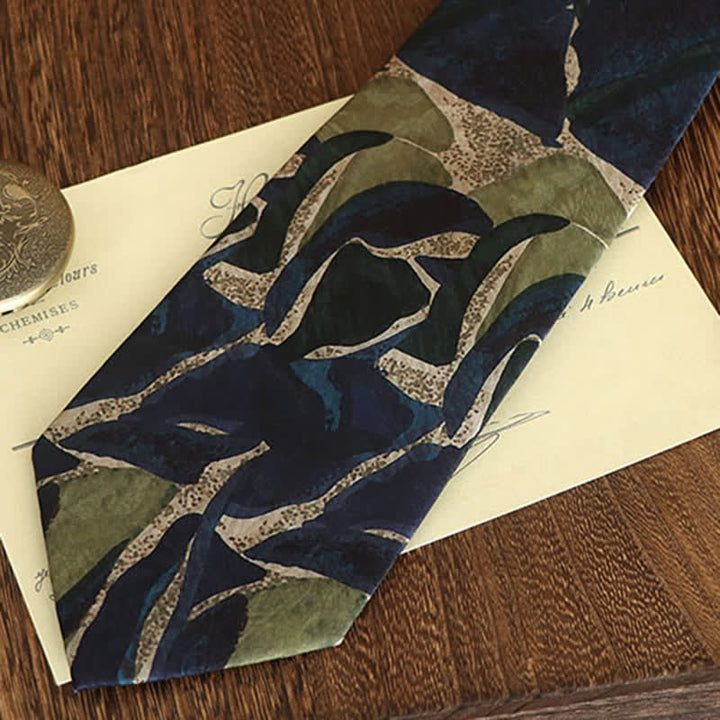 Cravatta da uomo con motivo a personalità, colore verde navy, novità