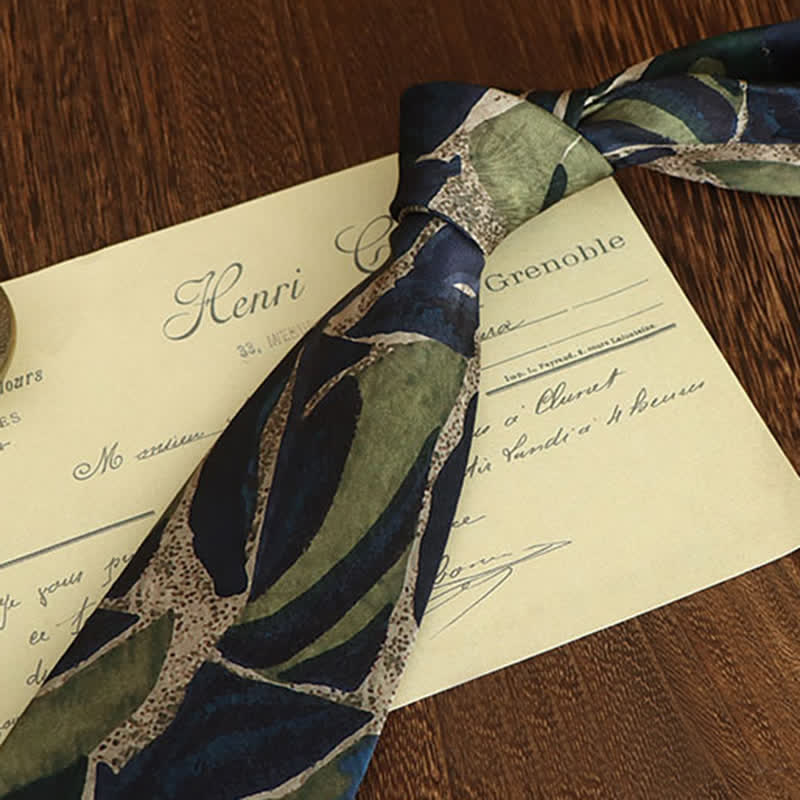 Cravatta da uomo con motivo a personalità, colore verde navy, novità