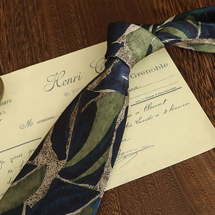 Cravatta da uomo con motivo a personalità, colore verde navy, novità
