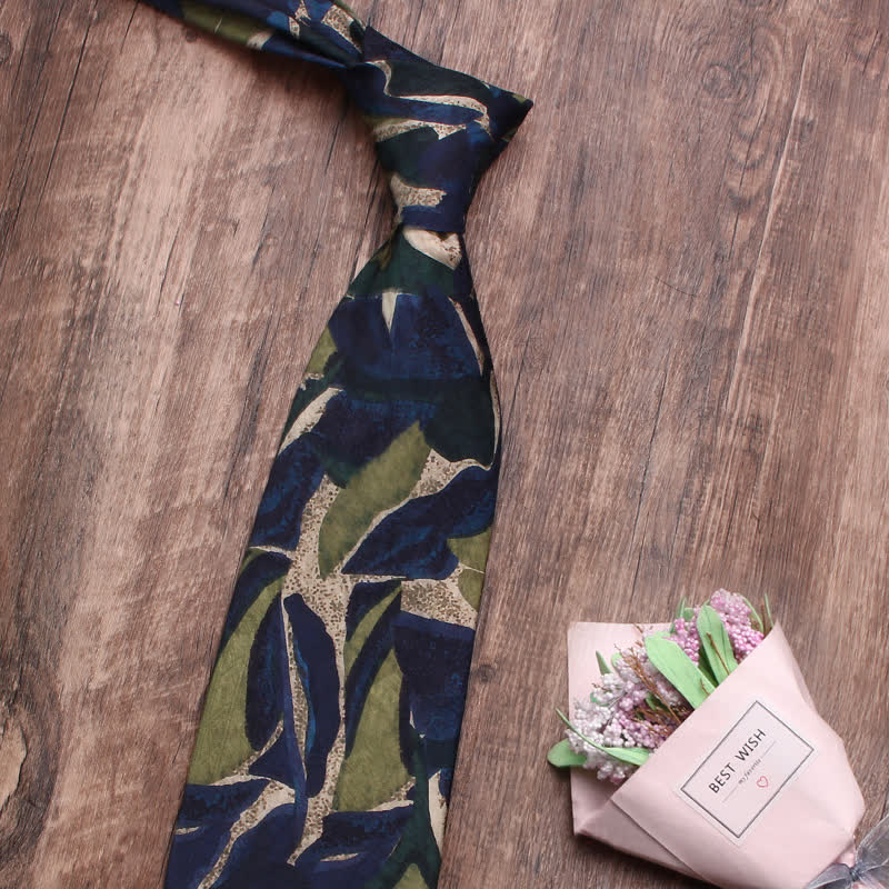 Cravatta da uomo con motivo a personalità, colore verde navy, novità