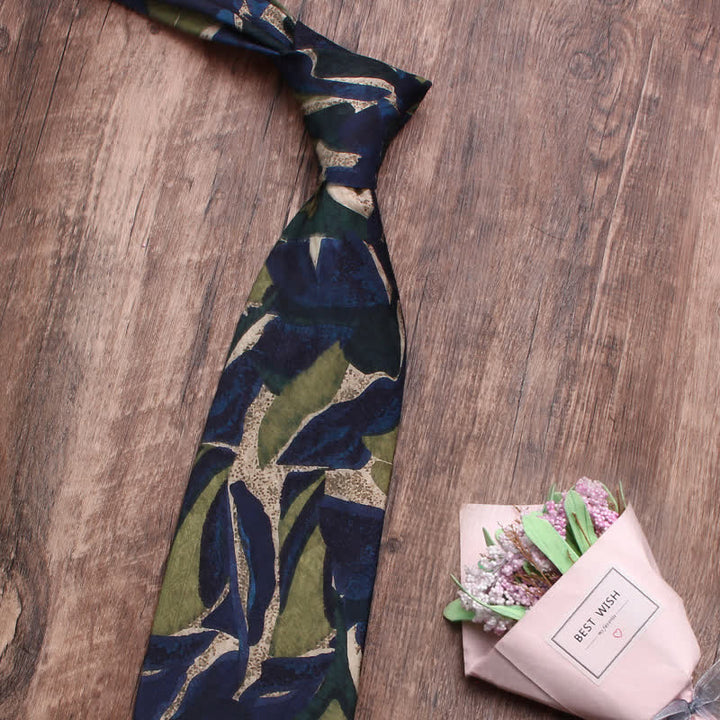 Cravatta da uomo con motivo a personalità, colore verde navy, novità