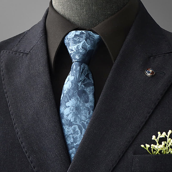 Cravatta da uomo con motivo floreale sorprendente - Blu - Auto-annodamento - image 0