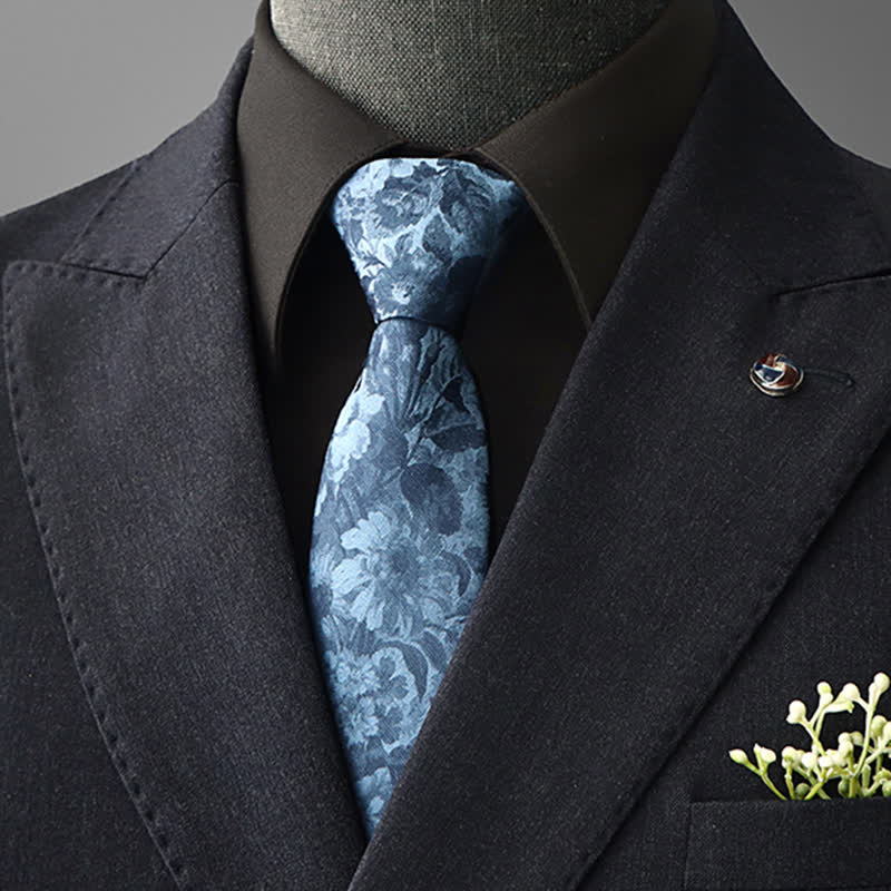Cravatta da uomo con motivo floreale sorprendente - Blu - Auto-annodamento - image 0