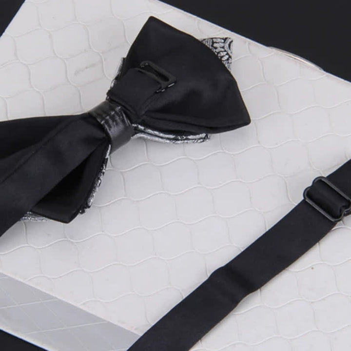 Papillon classico da uomo con paisley e cristalli e spilla da bavero
