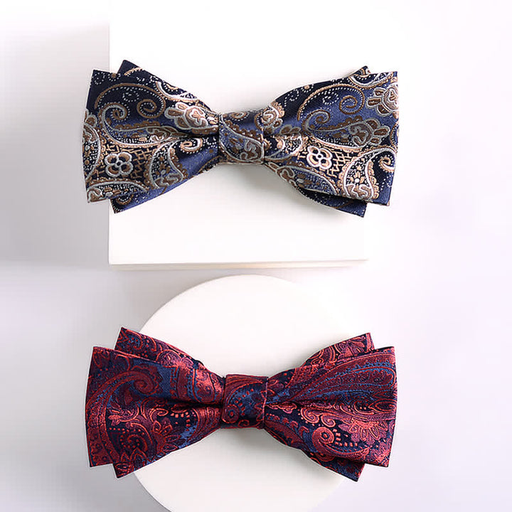 Papillon da uomo a doppio strato con motivo Paisley vintage - image 1