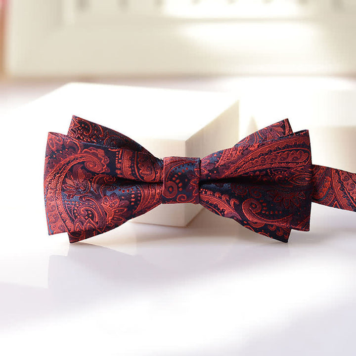 Papillon da uomo a doppio strato con motivo Paisley vintage