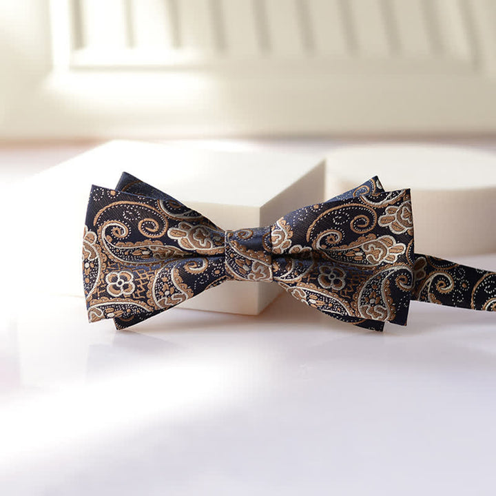 Papillon da uomo a doppio strato con motivo Paisley vintage