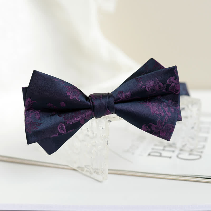 Papillon elegante da uomo con motivo floreale Iris - Viola scuro - image 10