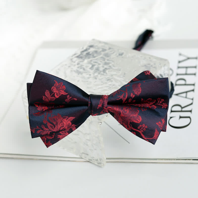 Papillon elegante da uomo con motivo floreale Iris - Rosso - image 14