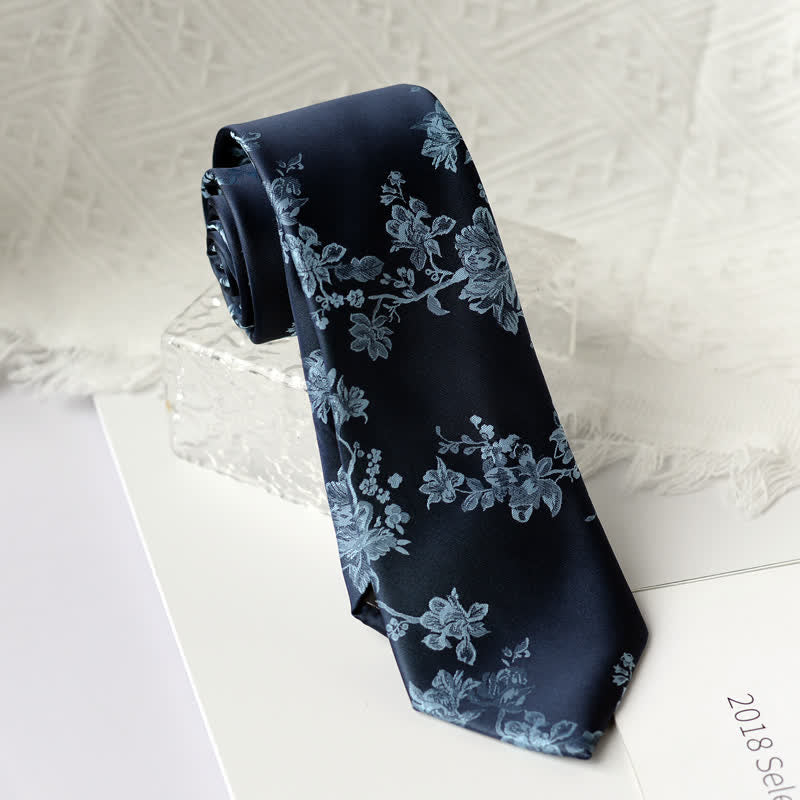 Cravatta elegante da uomo con motivo floreale Iris - Blu - image 6