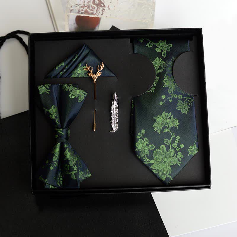 5 pezzi da uomo modello Iris moda matrimonio papillon scatola regalo - Verde - image 9
