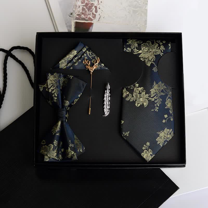 5 pezzi da uomo modello Iris moda matrimonio papillon scatola regalo - Oro scuro - image 1