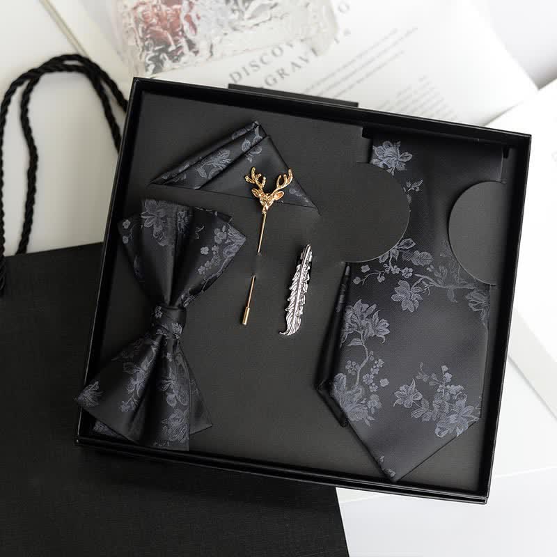 5 pezzi da uomo modello Iris moda matrimonio papillon scatola regalo - Grigio - image 3