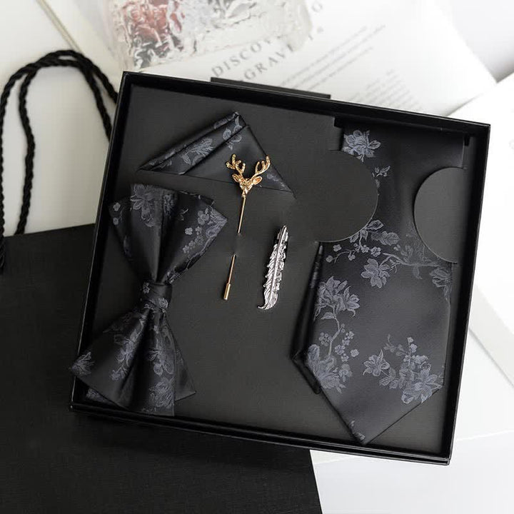 5 pezzi da uomo modello Iris moda matrimonio papillon scatola regalo - Grigio - image 3