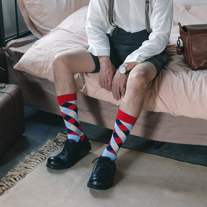 Calzini da uomo con motivo a rombi colorati e funky