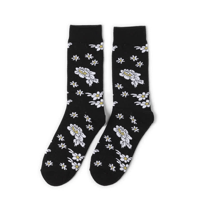Calzini neri Little White Daisy da uomo