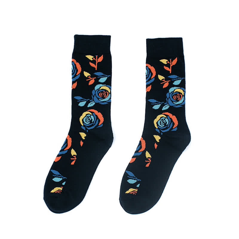 Calzini da uomo con rose blu navy e blu navy