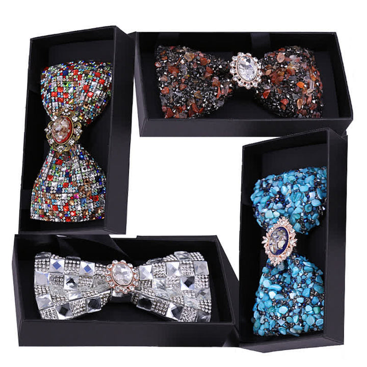 Papillon da uomo con perline luminose e strass in pietra
