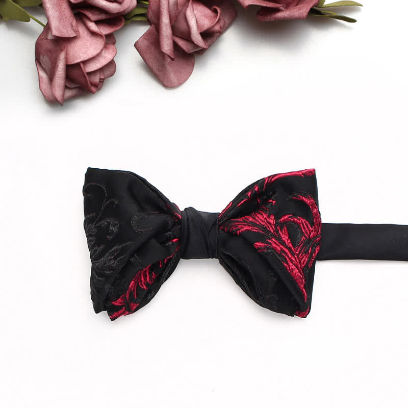 Papillon da uomo con motivo floreale a vite rosso e nero