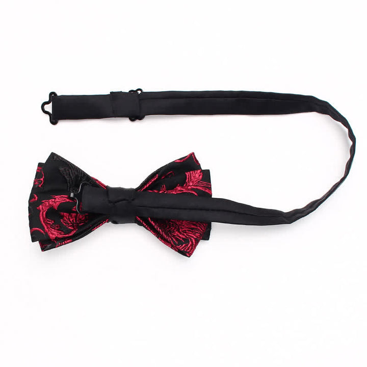 Papillon da uomo con motivo floreale a vite rosso e nero