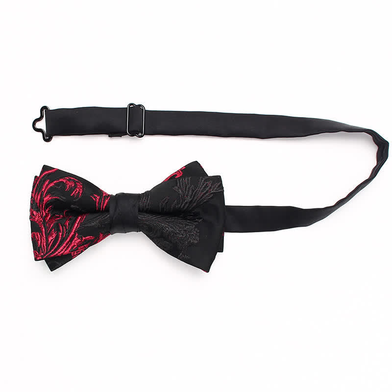 Papillon da uomo con motivo floreale a vite rosso e nero