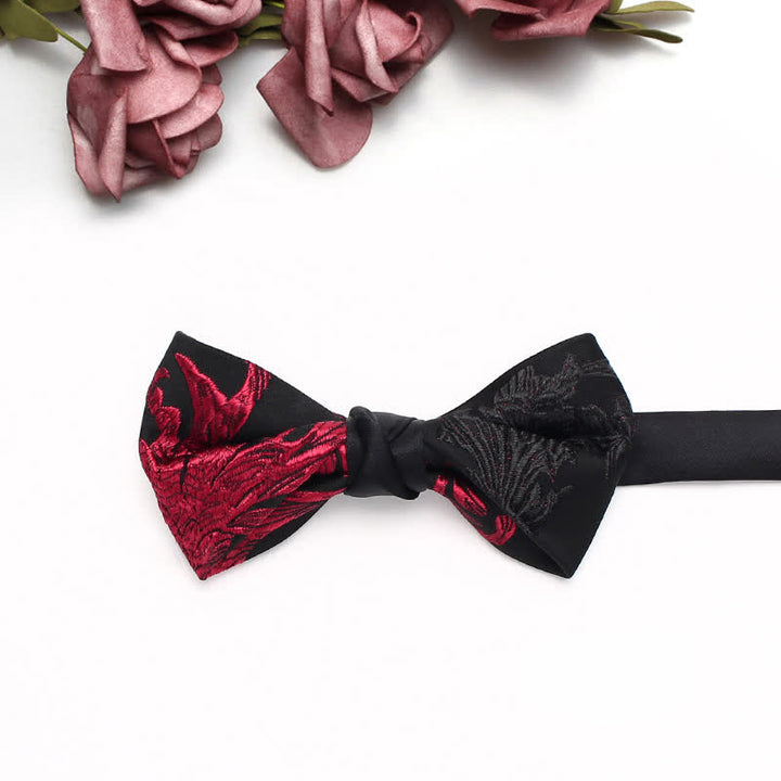 Papillon da uomo con motivo floreale a vite rosso e nero