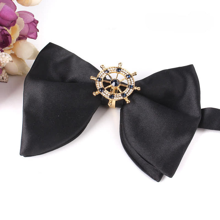 Papillon oversize a punta con strass a farfalla nera da uomo