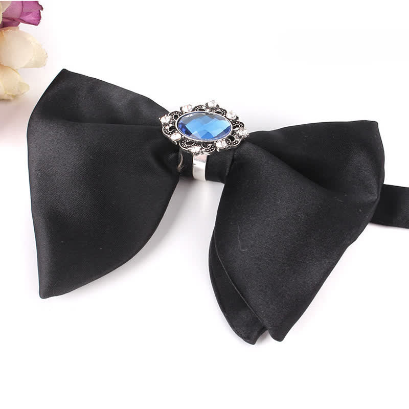 Papillon oversize a punta con strass a farfalla nera da uomo