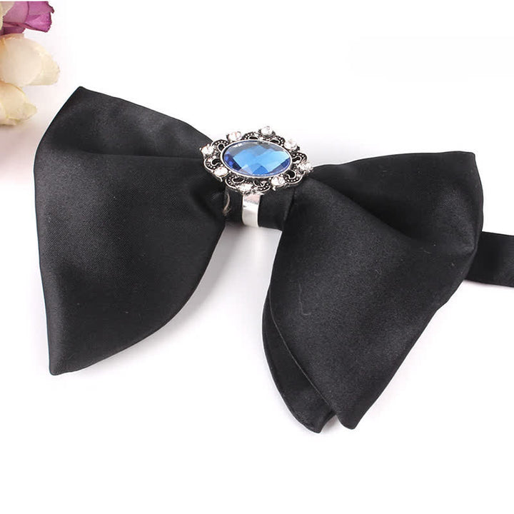 Papillon oversize a punta con strass a farfalla nera da uomo