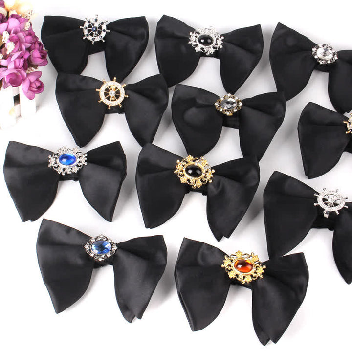 Papillon oversize a punta con strass a farfalla nera da uomo