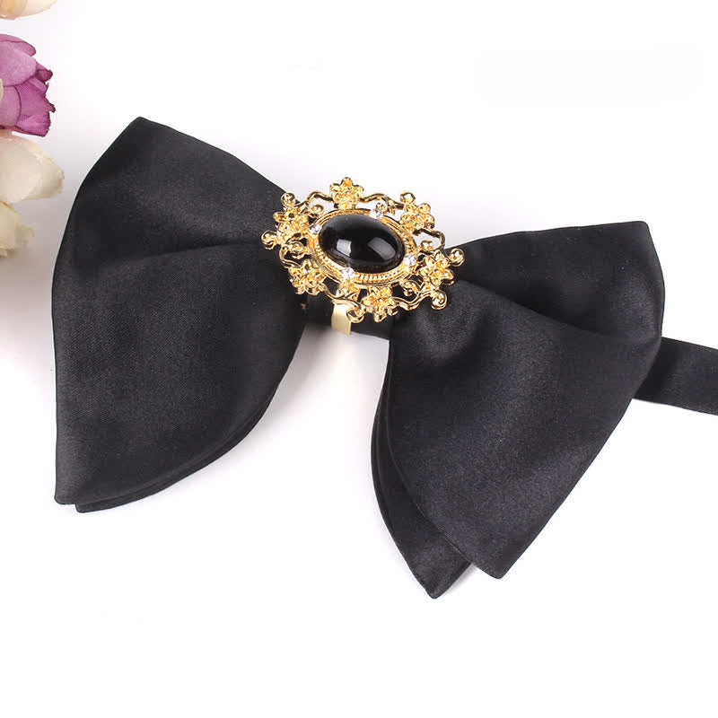 Papillon oversize a punta con strass a farfalla nera da uomo