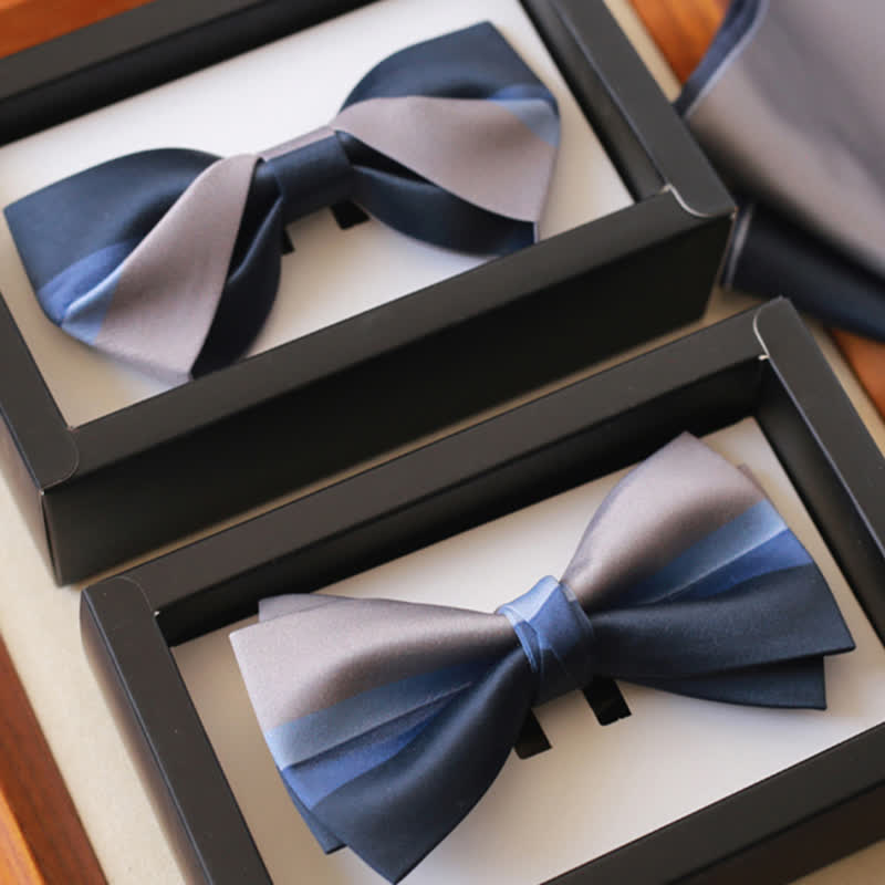 Papillon da uomo in contrasto di colore blu navy e grigio argento