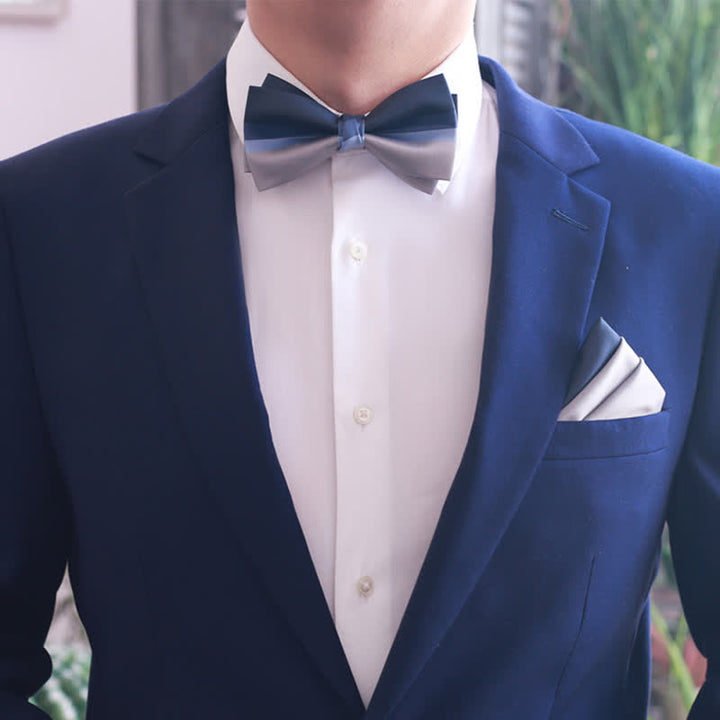 Papillon da uomo in contrasto di colore blu navy e grigio argento