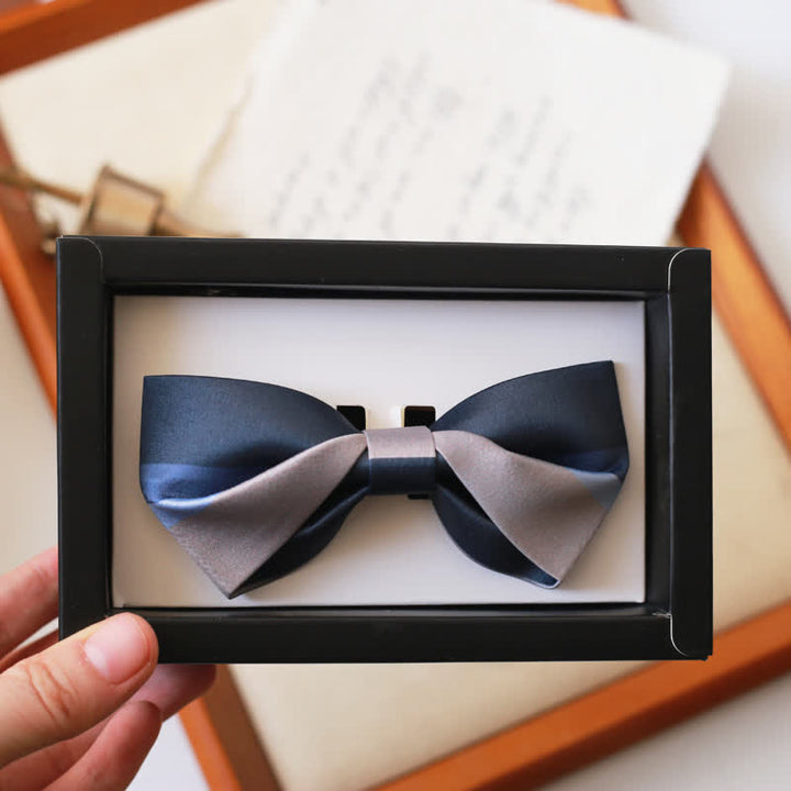 Papillon da uomo in contrasto di colore blu navy e grigio argento