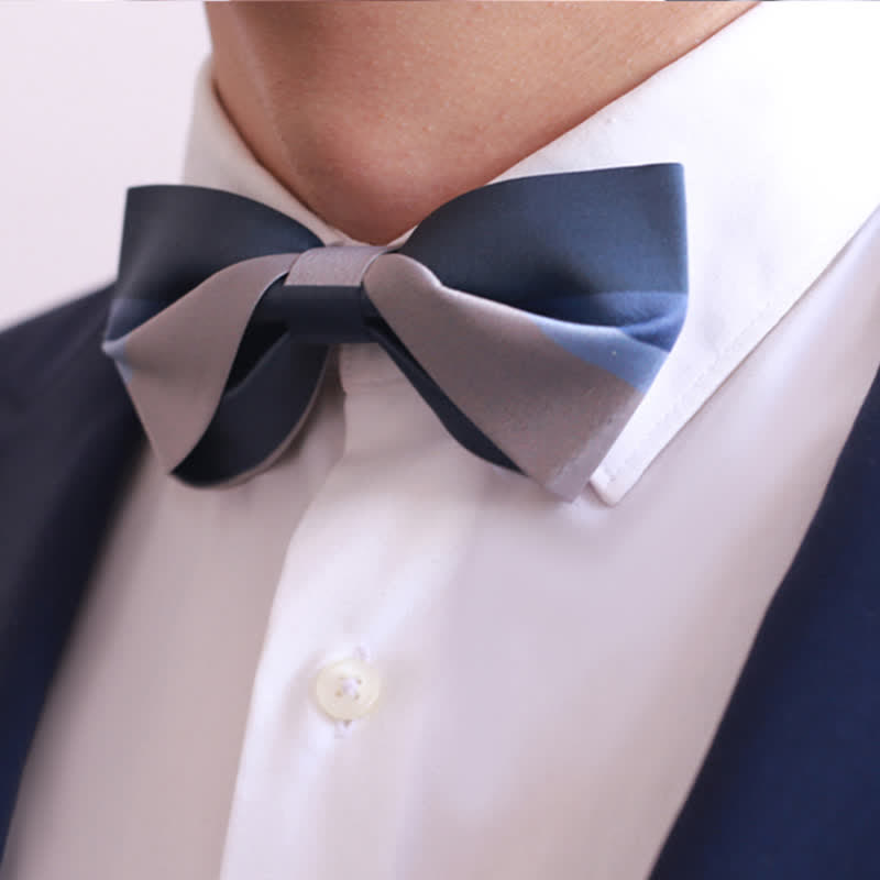 Papillon da uomo in contrasto di colore blu navy e grigio argento - image 0
