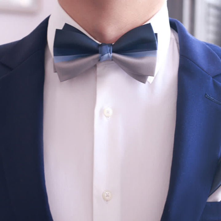Papillon da uomo in contrasto di colore blu navy e grigio argento - image 5