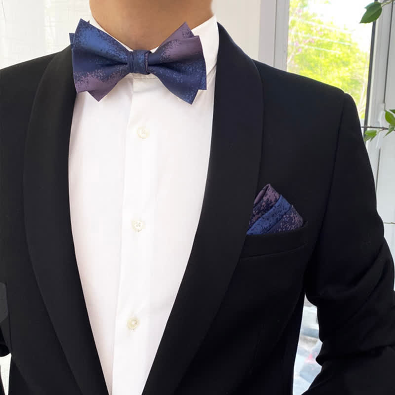 Papillon da sposa blu e viola da sogno per uomo